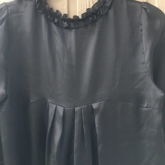 Lapis Black Long sleeved shift Dress ruffle front  S - Picture 11 of 13